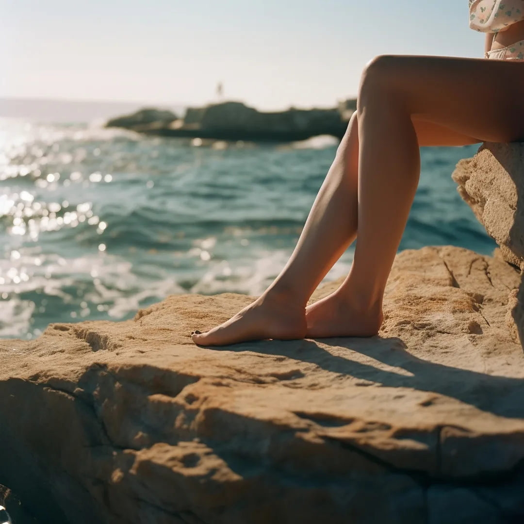 hermosas-piernas-femeninas-bronceadas-piedra-contra-telon-fondo-hermosas-vacaciones-mar